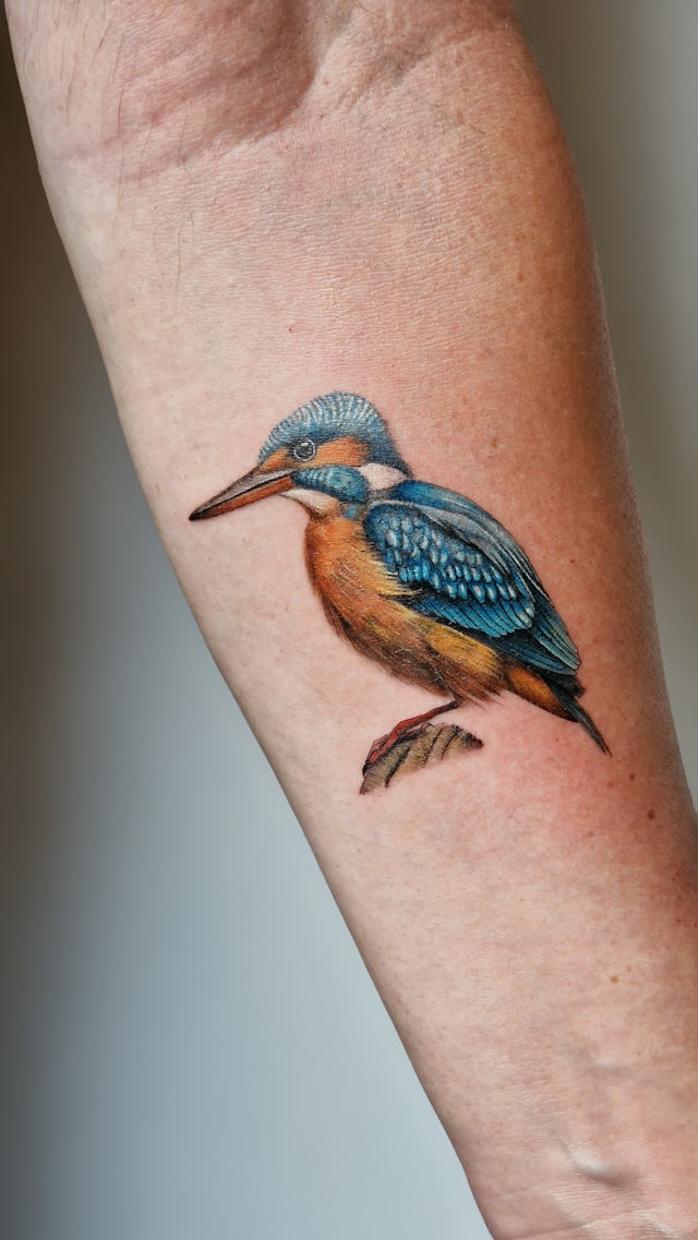 Ijsvogel, kingfisher tattoo