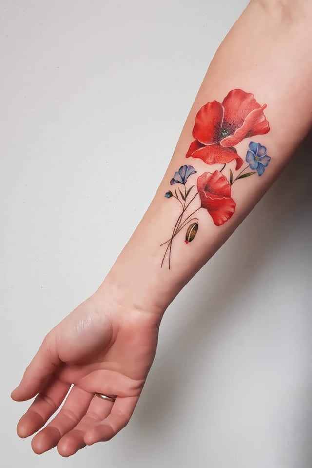 Klaprozen, veldbloementattoo