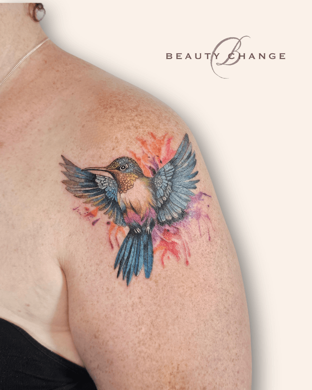 Watercolor kolibri tattoo
